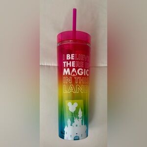 Disney Parks Disneyland Resort Exclusive Castle Rainbow Magic Tumbler w/ Straw